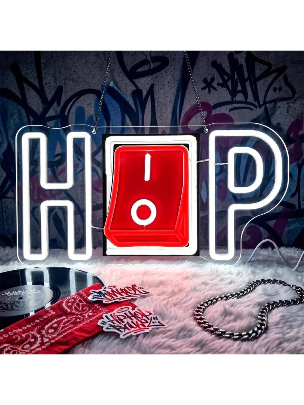 Hip Hop Neon Sign Red White Acrylic Dimmable Hip Hop LED Neon Light Hip Hop Neon